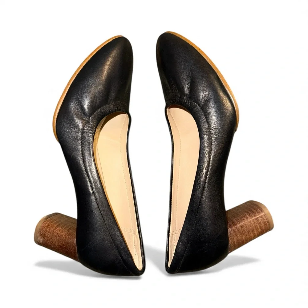 Clarks Black Leather Block Heel Round Toe Pumps, Women’s Shoes - US Size 6 M EUC - Picture 9 of 12